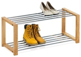 Półka na buty, 2 piętra, naturalny, 80 x 30 x 32 cm, 2 piętra