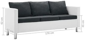 Atrakcyjna 3-osobowa sofa Karlo 3Q - biało-ciemnoszara