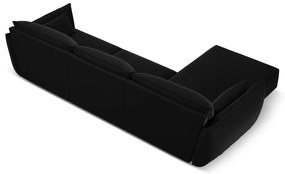 Czarny aksamitny narożnik (lewostronny/z szezlongiem) Vanda – Mazzini Sofas