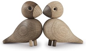 Zestaw 2 figurek z litego drewna dębowego Kay Bojesen Denmark Lovebirds