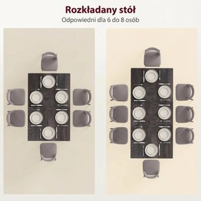 HOMCOM Rozkładany stół jadalny rozsuwany dla 6-8 osób kuchenny do jadalni drewniany stalowe nogi 120-160x 75 x 77 cm | Aosom PL