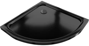 Mexen Flat brodzik półokrągły slim 70 x 70 cm, czarny, syfon czarny - 41707070B