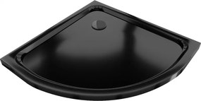Mexen Flat brodzik półokrągły slim 70 x 70 cm, czarny, syfon czarny - 41707070B