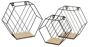 Czarno-naturalne półki zestaw 3 szt. 31 cm – Casa Selección