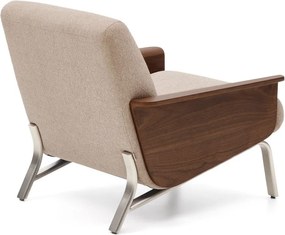 Jasnobrązowy fotel z tkaniny szenilowej Amsen – Kave Home