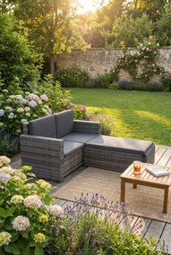 2-cz. szary komplet rattanowy do ogrodu – T4-D68