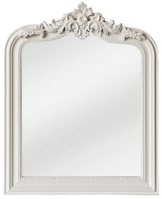 Lustro barokowe z drewnianymi listwami z drewna paulowni - dł. 80 x wys. 100 cm - Matowy biały - NOVARA