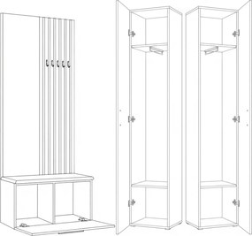 Masseno Garderoba MODULO 160,6/204/40 cm do Przedpokoju Nowoczesna Czarna
