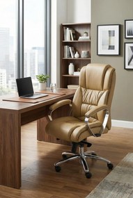 Skórzany beżowy fotel obrotowy do gabinetu K2-E61