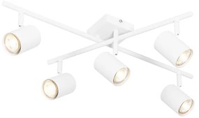 Nowoczesna lampa sufitowa biała 5-światłowa regulowana kwadratowa - Jeana Nowoczesny Oswietlenie wewnetrzne
