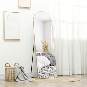 HOMCOM Lustro całopostaciowe 50 x 150 cm lustro stojące duże lustro ścienne bezramowe do salonu, złote | Aosom PL