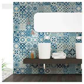 Zestaw 60 naklejek ściennych Ambiance Wall Decal Cement Tiles Riana, 15x15 cm