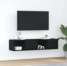 Meble TV wiszące 2 szt. czarny dąb z LED, drewno inżynieryjne, 60x31x25,5 cm, wbudowane przechowywanie