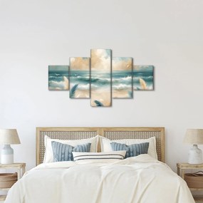 Obraz – Malowana plaża w delikatnych kolorach (125x70 cm)