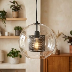 Lampa wisząca szklana loft APP558-1CP 25cm czarna