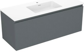 Mexen Rivel szafka łazienkowa 120 cm z umywalką Otis, 1 szuflada, ryflowana , grafit mat/biała mat - 91A20-12047-1-BF66-W18M0