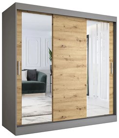 Szafa przesuwna antracyt + dąb artisan 200 cm - Seko 6X