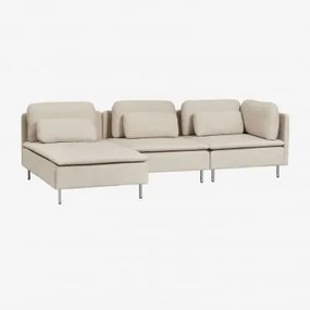 Modułowa Sofa Z Szezlongiem Lewostronnym Z 3 Częściami I Narożnym Modułem Oriol Tkaniny Beżowy Krem - Sklum