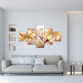Obraz - Złote kwiaty (125x70 cm)