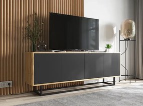 Loftowa szafka rtv dąb wotan + czarny - Avila 11X