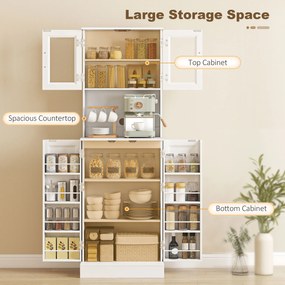 HOMCOM Biała szafka kuchenna z regulowaną półką drzwi akrylowe otwór na kable do kuchni i salonu | Aosom PL