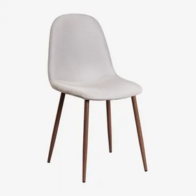 Zestaw 2 Krzeseł Jadalnianych Glamm Ciemne Drewno & Pościel Kremowa & Bielizna - Sklum