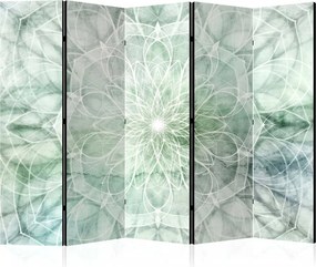 Parawan pokojowy 5-częściowy 225x172 Dwustronny dekoracyjny boho zen Szary Kwiatowa Symetria Natury