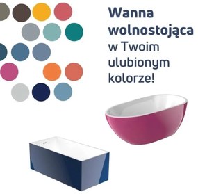 Wanna wolnostojąca prostokątna biała 150 x 75 cm NEVO z przelewem chrom | Możliwa opcja Go Color : Wybierz swój kolor - biały