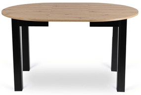 Zestaw Stół Okrągły Rozkładany HARRY 102-142 cm Dąb Artisan/Czarny i 6 Krzeseł z Ekoskóry DALVIN Czarnych Nowoczesnych Loft