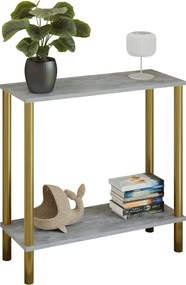 Konsola z podwójnym blatem beton + złoty R9-R88