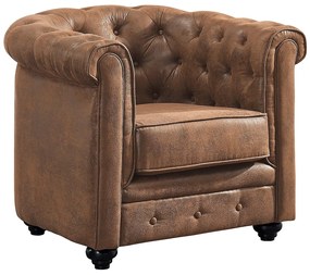 Fotel CHESTERFIELD z mikrofibry o wyglądzie postarzonej skóry
