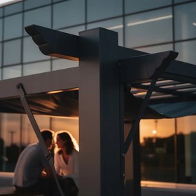 Pergola ogrodowa metalowa 3x4m z rozsuwanym dachem XT-3307B, grafitowa