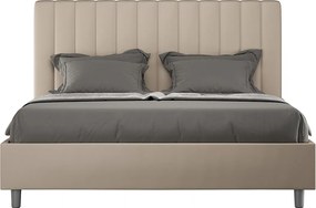 Łóżko bez stelaża tapicerowane 160x190 sztucznej skóry Szaro-beżowy Agueda