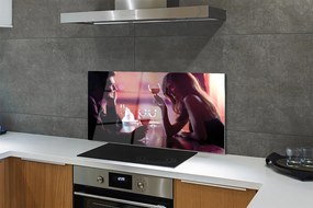 Panel szklany do Kuchni Ludzie z Kieliszkami