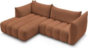 Pomarańczowy narożnik z materiału bouclé (lewostronny/z szezlongiem) Azra – Bobochic Paris