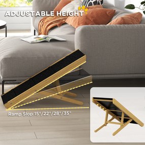 PawHut Rampa dla Zwierząt, Regulowana, 4-stopniowa, Antypoślizgowa, Składana, Drewno Sosnowe, dla Psów do 15 kg