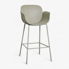 Pack 4 Wysokich Stołków Ogrodowych Z Polipropylenu I Stali Lynette Bamboo Green & ↑75 Cm - Sklum