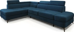 Masseno Narożnik AVISE z funkcją spania i pojemnikiem na pościel Narozniki L, Rozkładana sofa - Niebieski, MONOLITH 77
