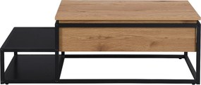 Stolik kawowy z podnoszonym blatem - MDF i metal - Naturalne drewno i czarny - LUTESA