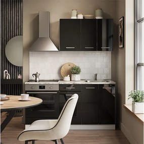 Kuchnia pojedyncza czarny wysoki połysk/biały 160x46x81.6 r-line