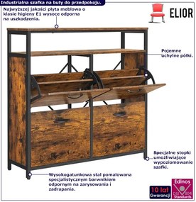 Industrialna duża szafka na buty rustykalny brąz P5-E95