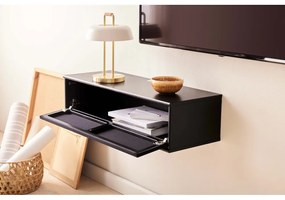 Czarna szafka pod TV w dekorze jesionu 89x22 cm Mistral – Hammel Furniture