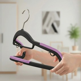 Zestaw wieszaków z antypoślizgową nakładką SOFTY 20 szt. czarno-fioletowe