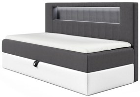 Ciemnoszare łózko kontynentalne z oświetleniem LED 3 rozmiary A4-H44