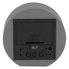 Karlsson 5981GY designerski zegar LED z budzikiem,szary, średnica 9 cm