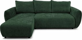 Stylowy narożnik rozkładany lewostronny ZEPHIRA 258x170 cm w tkaninie FLOW 19 zielonej