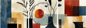 Obraz - Kubistyczne wazony (z zegarem) (90x30 cm)