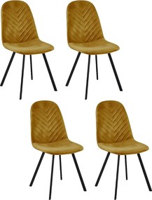 Zestaw 4 krzeseł - tkanina i czarny metal - Curcuma - CELISA