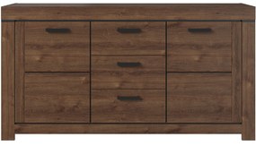 Komoda Dwudrzwiowa z Szufladami Drewniana do Salonu MYTH 160 cm Dąb brązowy Loft