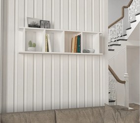 Skandynawska półka ścienna – 120 x 33,6 x 19,5 cm – biała – płyta wiórowa pokryta melaminą